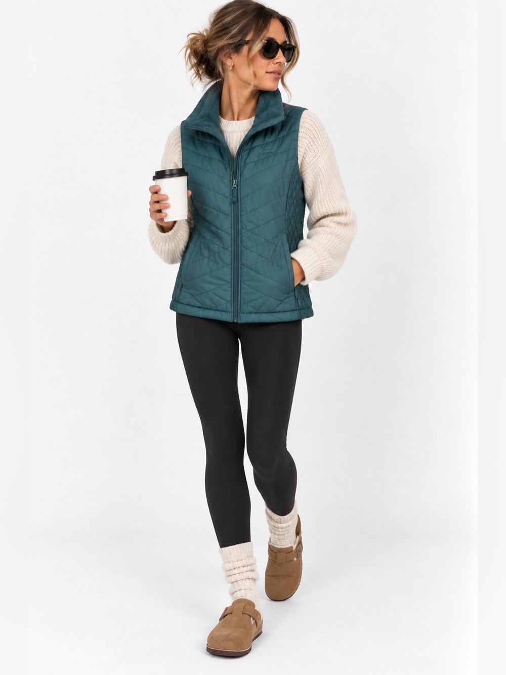 L.L.Bean Teal Quilted Insulated Fleece Lined Full Zip Vest Women’s Small